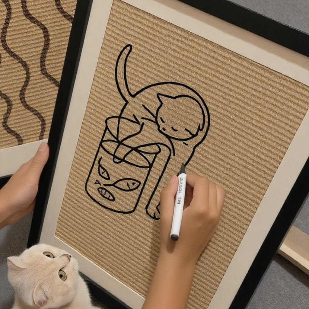 Customisable Modern, Stylish Art Cat Scratcher by taibaak – Inspire your creativity and inner artistry while sharing great fun with your cat companion. Eco-friendly, stylish, and durable design.